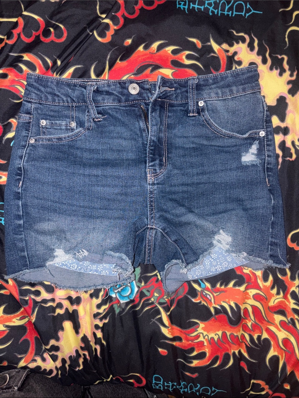 NOBO Dark Blue Distressed Denim Cutoff Shorts